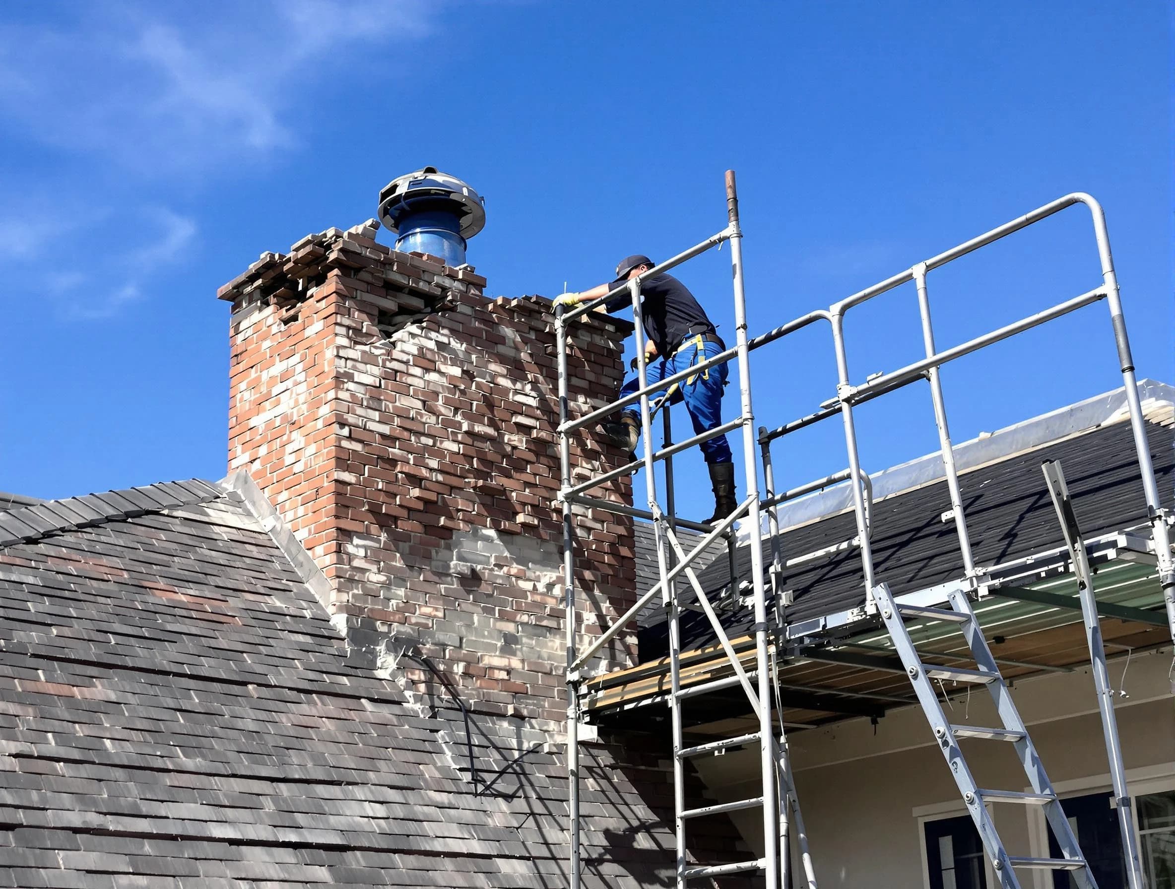Rebuilding a chimney structure by Belen Chimney Sweep in Belen, NM