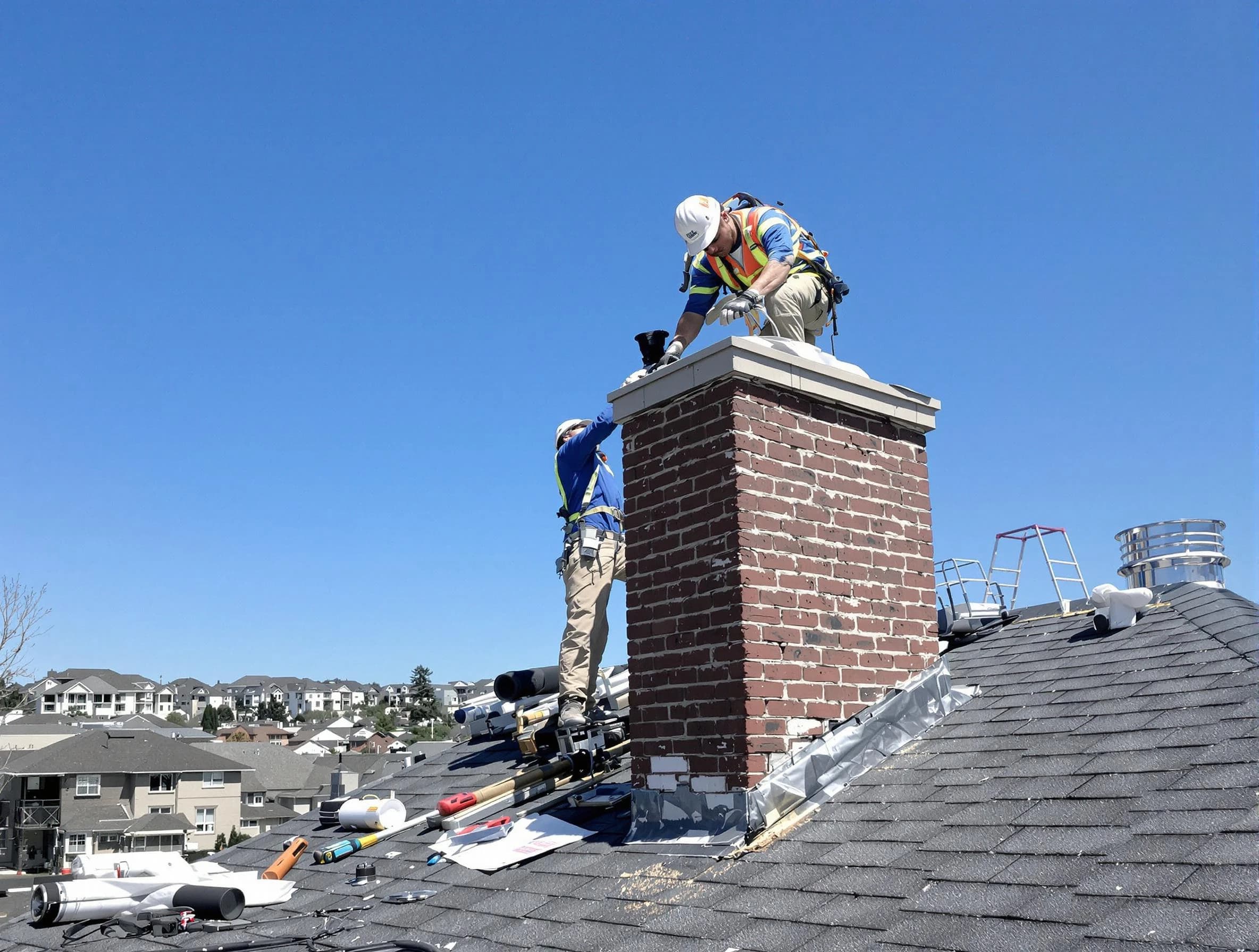 Belen Chimney Sweep repairing a chimney crown in Belen, NM