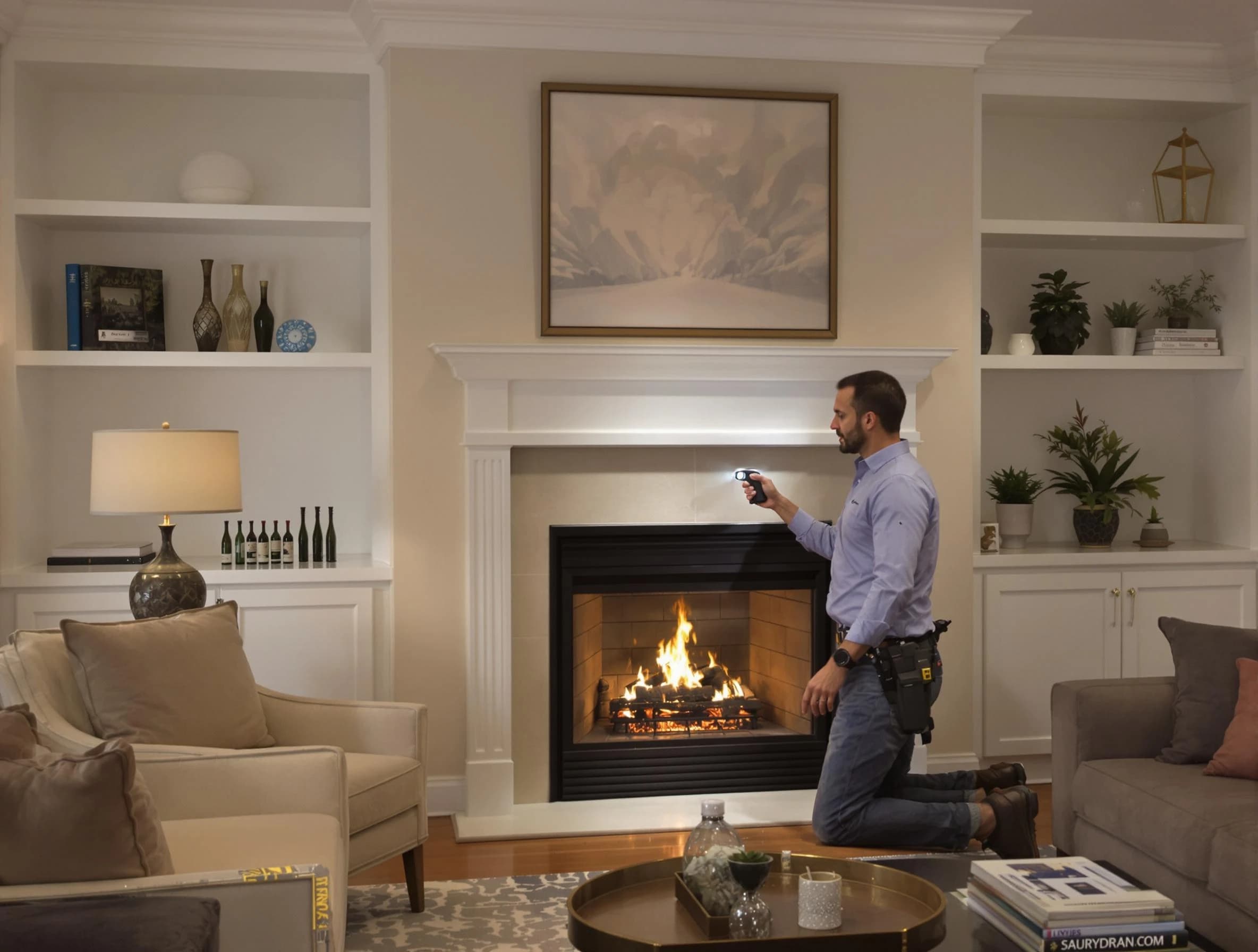 Belen Chimney Sweep conducting a fireplace safety inspection in Belen, NM