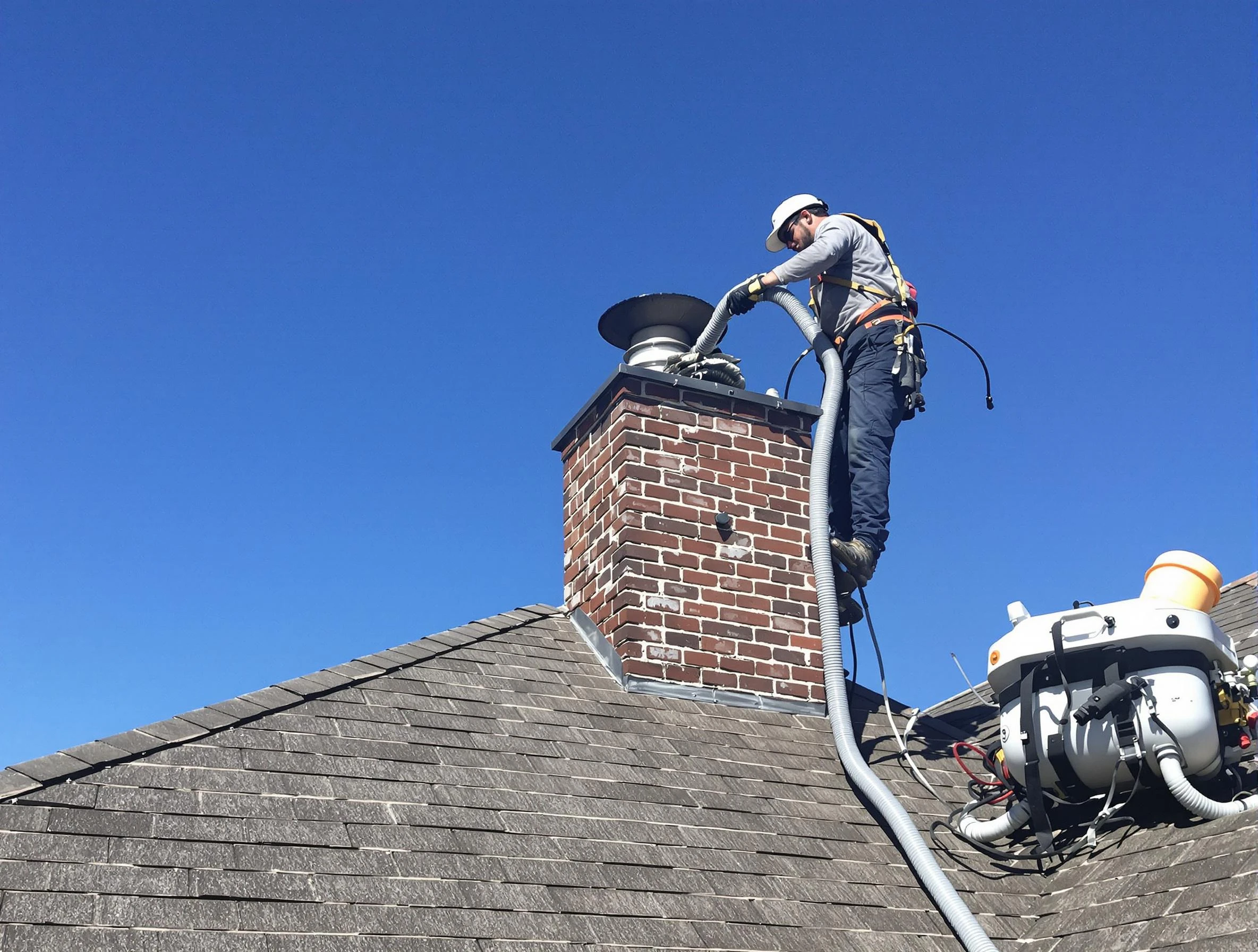 Dedicated Belen Chimney Sweep team member cleaning a chimney in Belen, NM